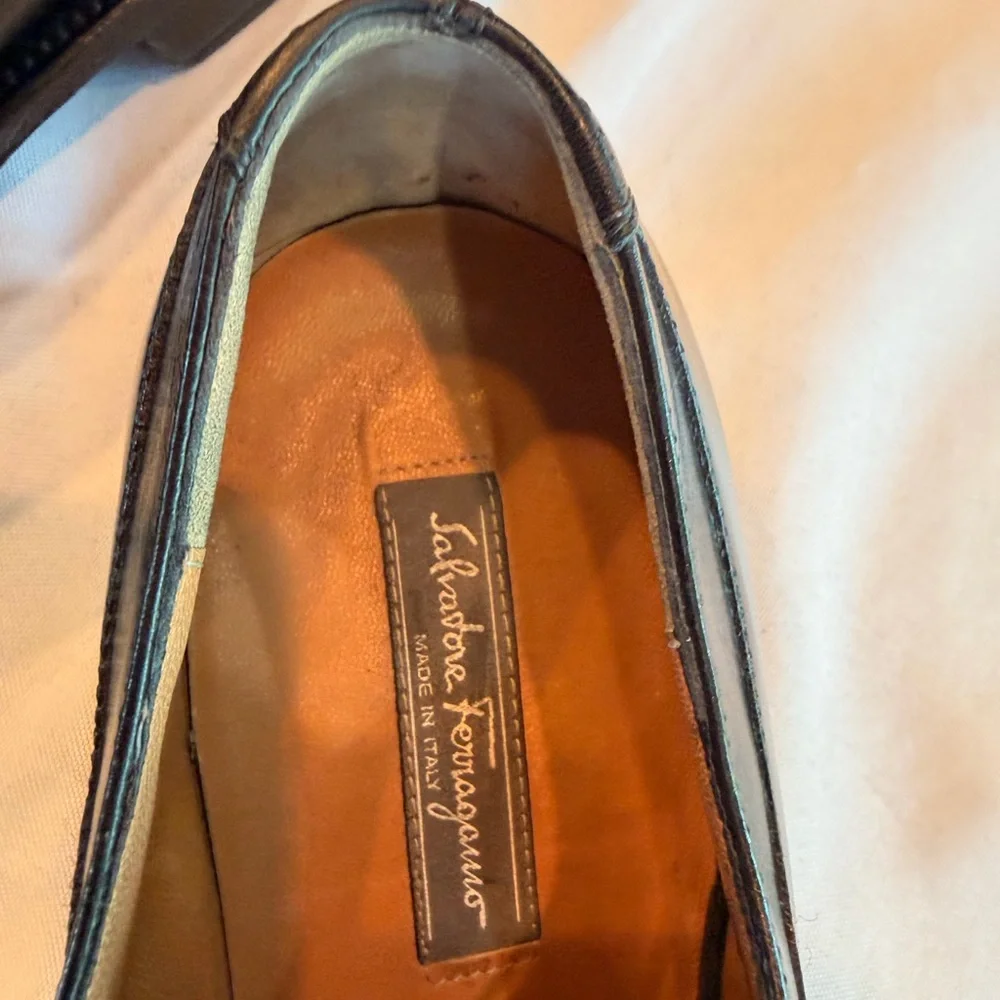 Salvatore Ferragamo Tramezza Black Leather Oxford Shoes Sz 10D